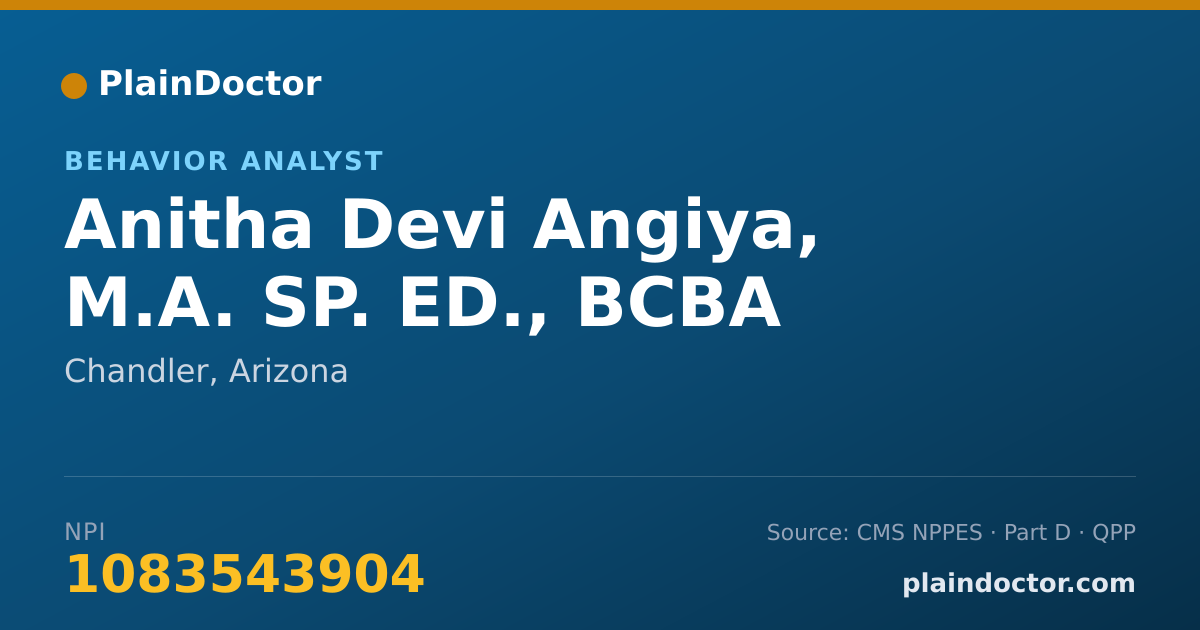 Shareable card for Anitha Devi Angiya, M.A. SP. ED., BCBA - Behavior Analyst, Chandler, AZ