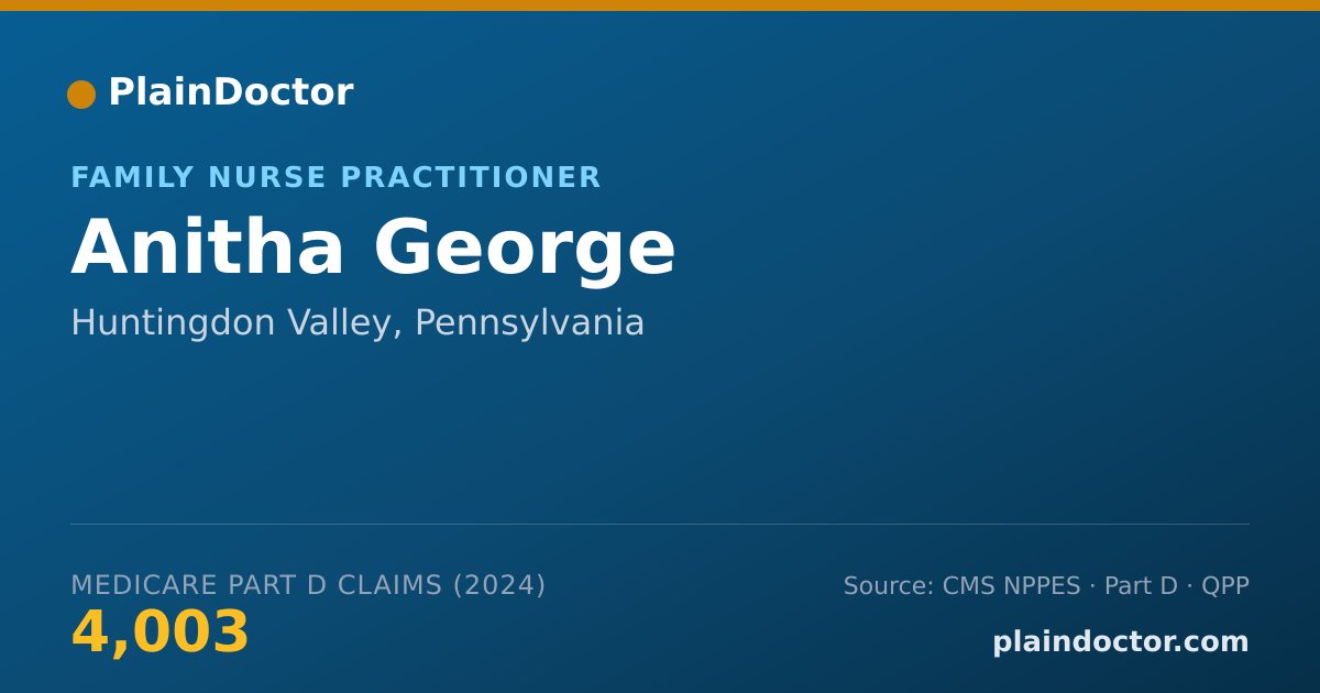 Shareable card for Anitha George - Family Nurse Practitioner, Huntingdon Valley, PA