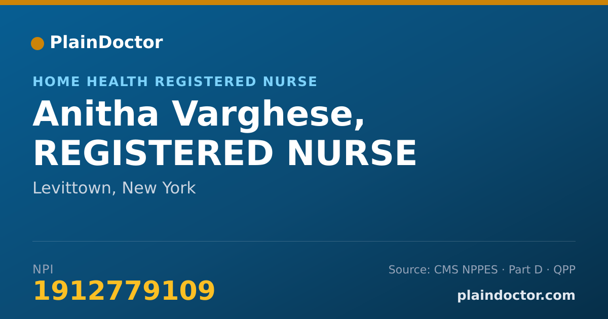 Shareable card for Anitha Varghese, REGISTERED NURSE - Home Health Registered Nurse, Levittown, NY