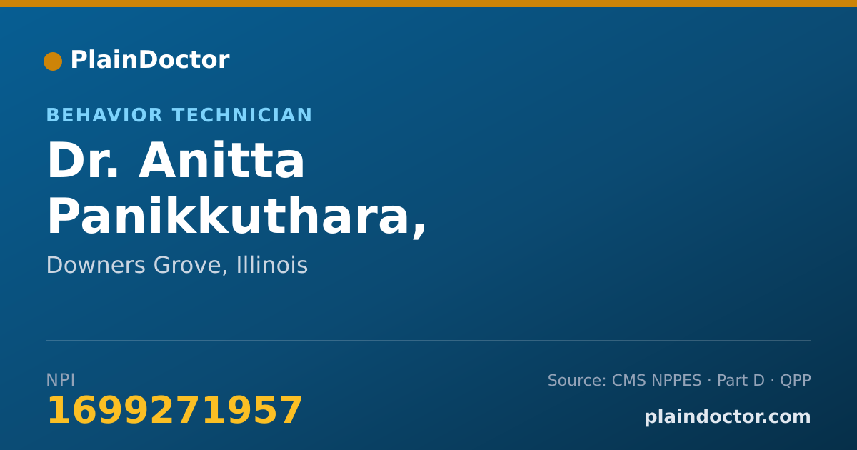 Shareable card for Anitta Panikkuthara, RBT-18-52795 - Behavior Technician, Downers Grove, IL