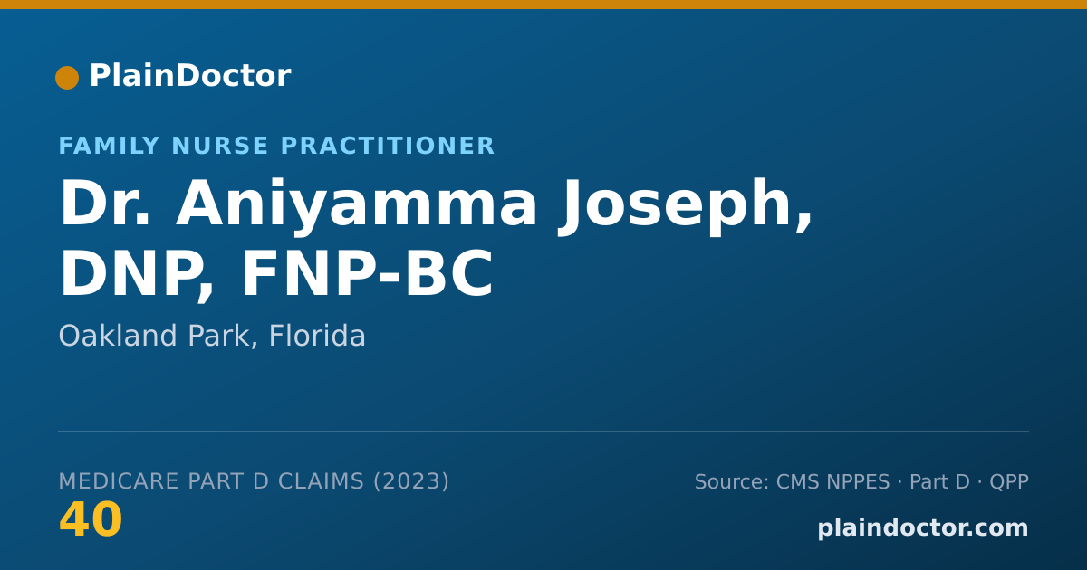 Shareable card for Aniyamma Joseph, DNP, FNP-BC - Family Nurse Practitioner, Oakland Park, FL