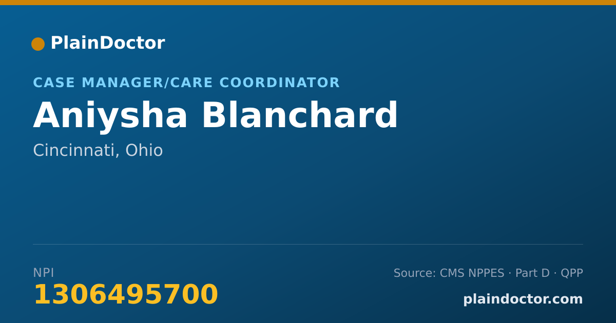 Shareable card for Aniysha Blanchard - Case Manager/Care Coordinator, Cincinnati, OH