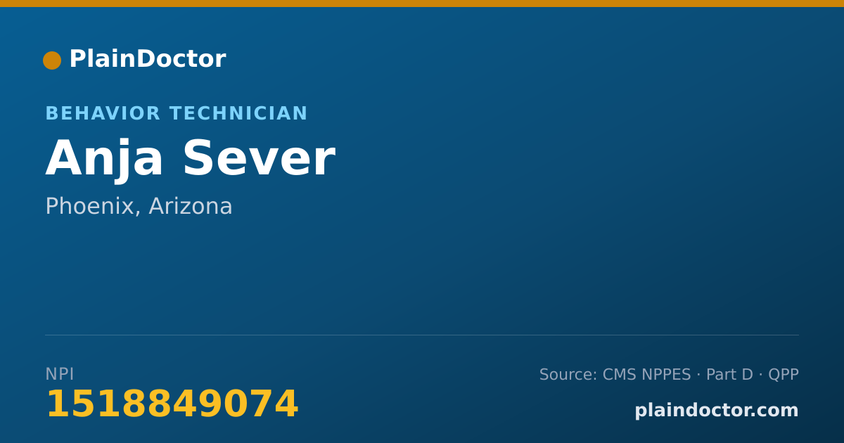 Shareable card for Anja Sever - Behavior Technician, Phoenix, AZ
