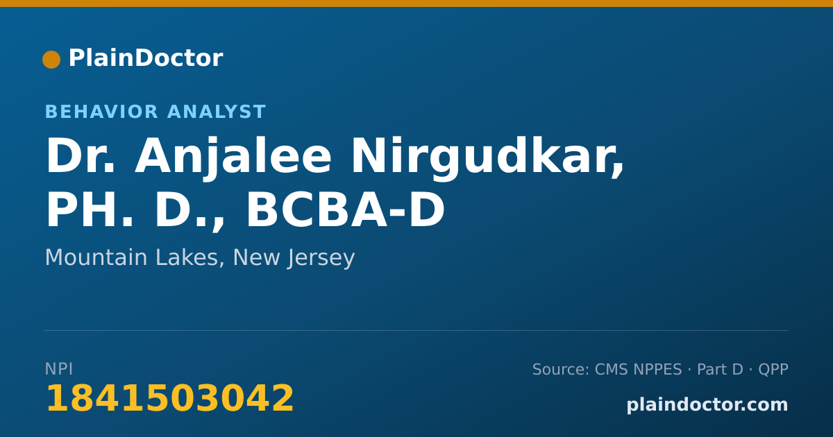 Shareable card for Anjalee Nirgudkar, PH. D., BCBA-D - Behavior Analyst, Mountain Lakes, NJ