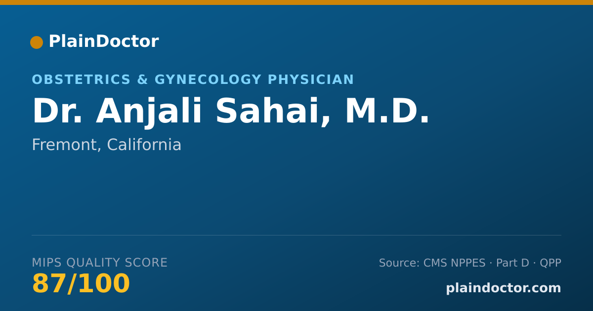 Shareable card for Anjali Sahai, M.D. - Obstetrics & Gynecology Physician, Fremont, CA