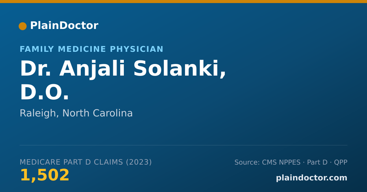 Shareable card for Anjali Solanki, D.O. - Family Medicine Physician, Raleigh, NC
