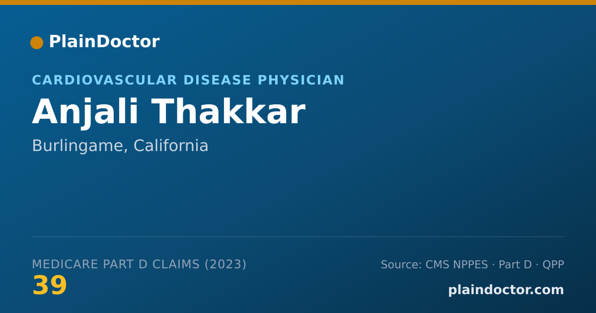 Shareable card for Anjali Thakkar - Cardiovascular Disease Physician, Burlingame, CA
