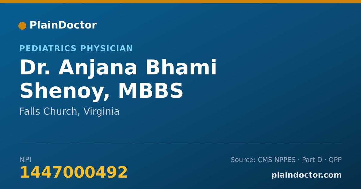 Shareable card for Anjana Bhami Shenoy, MBBS - Pediatrics Physician, Falls Church, VA