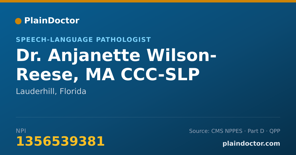 Shareable card for Anjanette Wilson- Reese, MA CCC-SLP - Speech-Language Pathologist, Lauderhill, FL