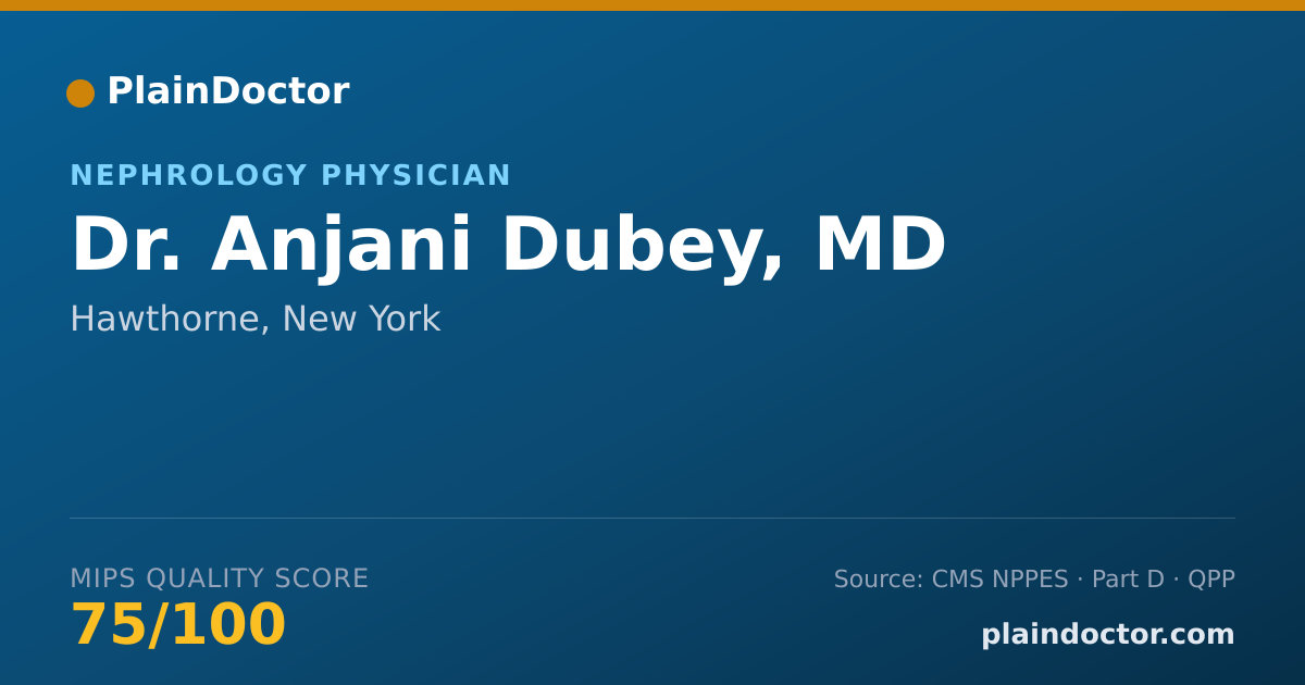 Shareable card for Anjani Dubey, MD - Nephrology Physician, Hawthorne, NY