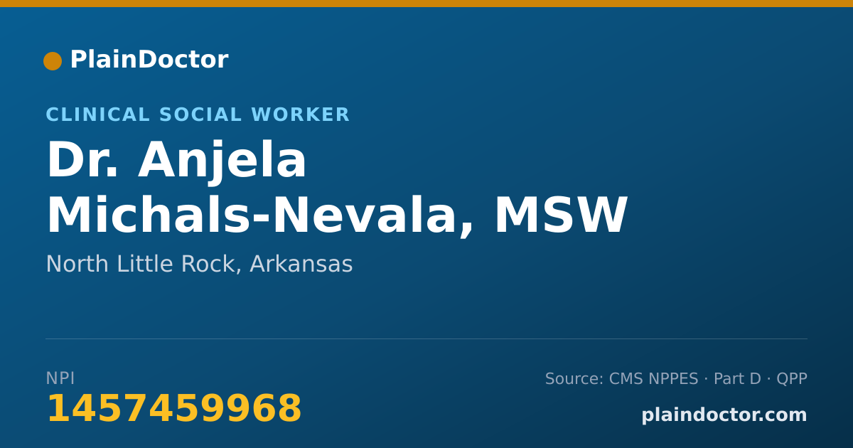 Shareable card for Anjela Michals-Nevala, MSW - Clinical Social Worker, North Little Rock, AR