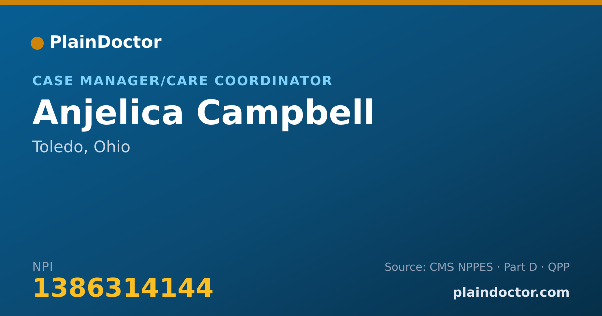 Shareable card for Anjelica Campbell - Case Manager/Care Coordinator, Toledo, OH