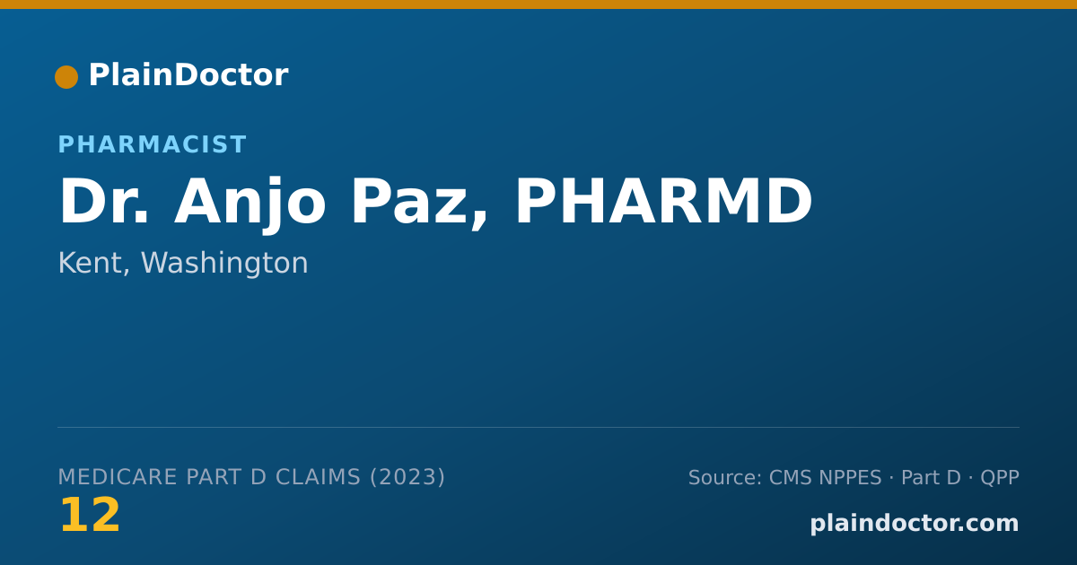 Shareable card for Anjo Paz, PHARMD - Pharmacist, Kent, WA