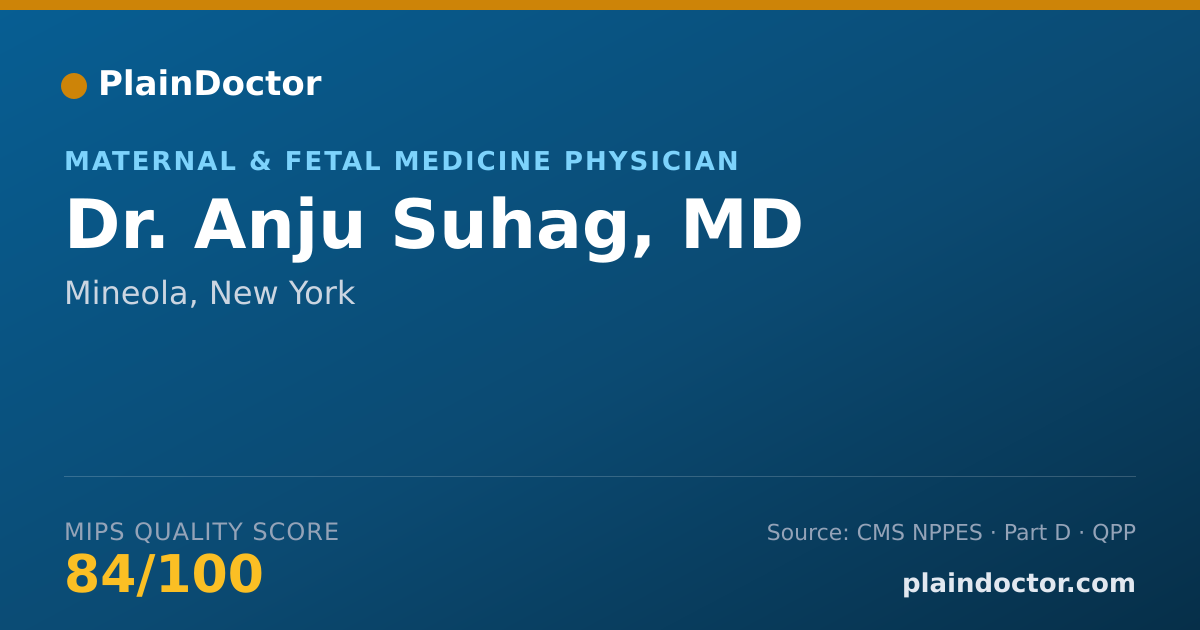 Shareable card for Anju Suhag, MD - Maternal & Fetal Medicine Physician, Mineola, NY