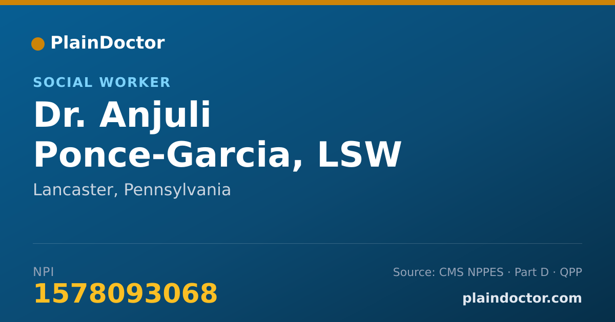 Shareable card for Anjuli Ponce-Garcia, LSW - Social Worker, Lancaster, PA