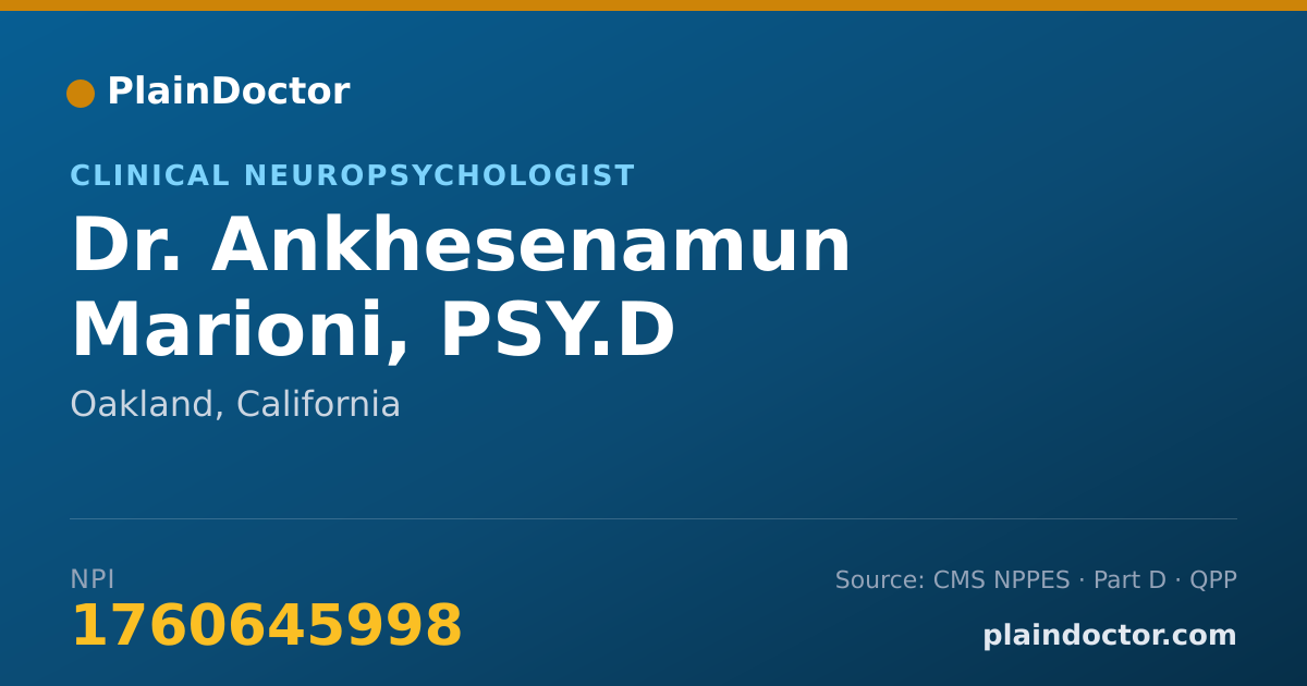 Shareable card for Ankhesenamun Marioni, PSY.D - Clinical Neuropsychologist, Oakland, CA