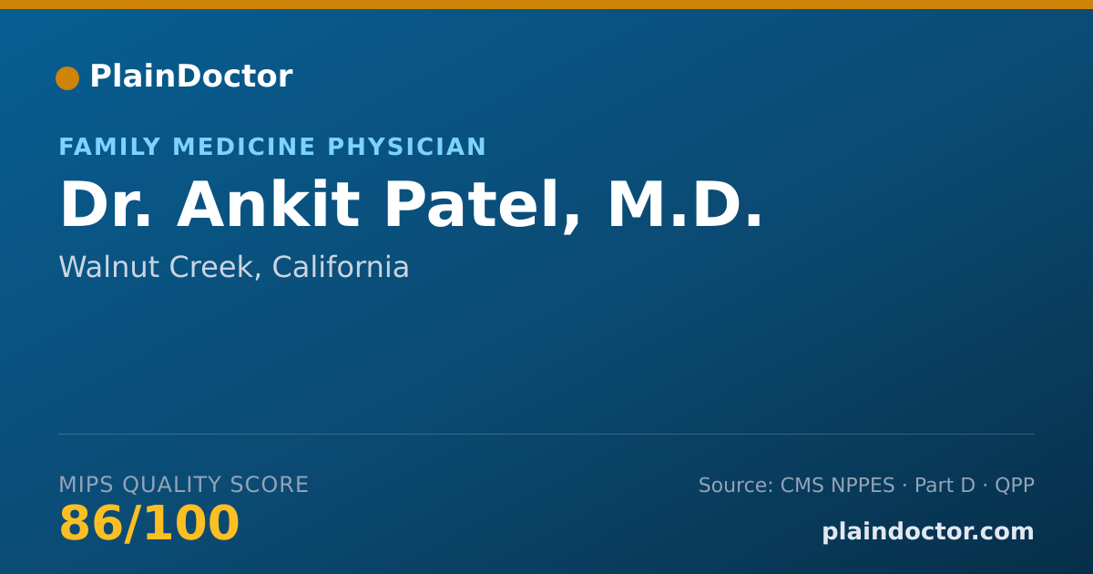 Shareable card for Ankit Patel, M.D. - Family Medicine Physician, Walnut Creek, CA