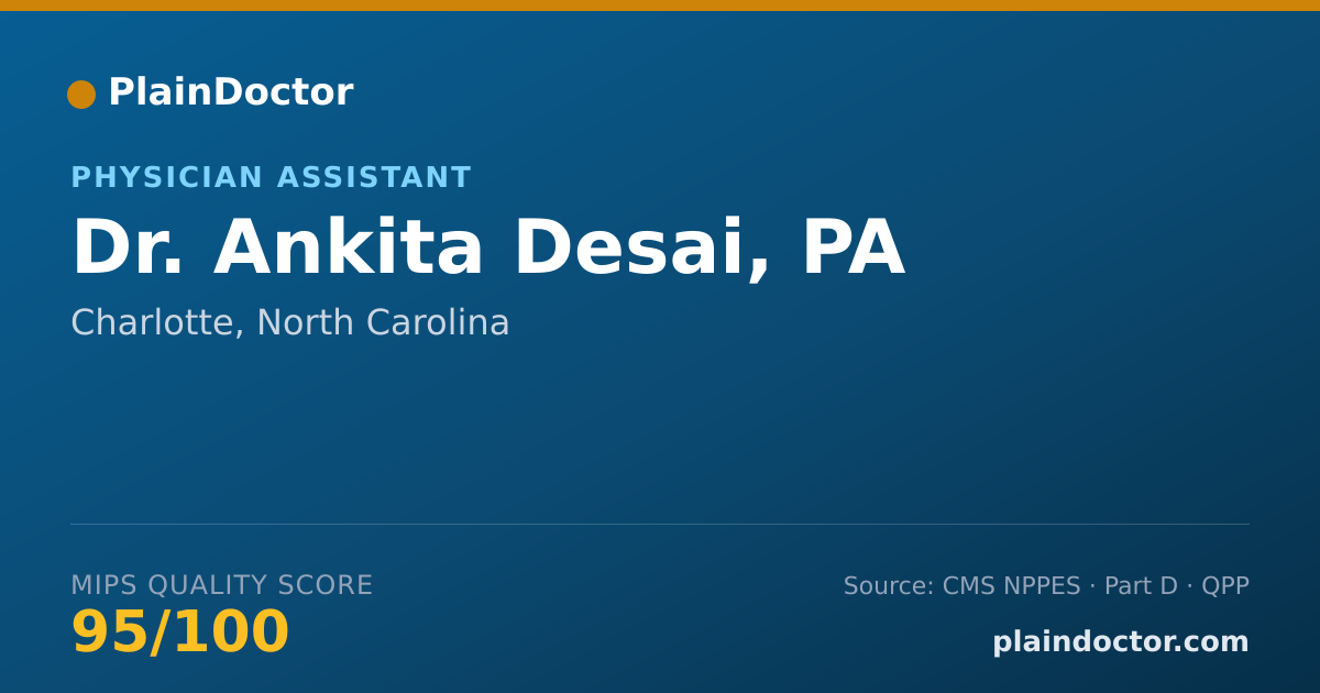 Shareable card for Ankita Desai, PA - Physician Assistant, Charlotte, NC