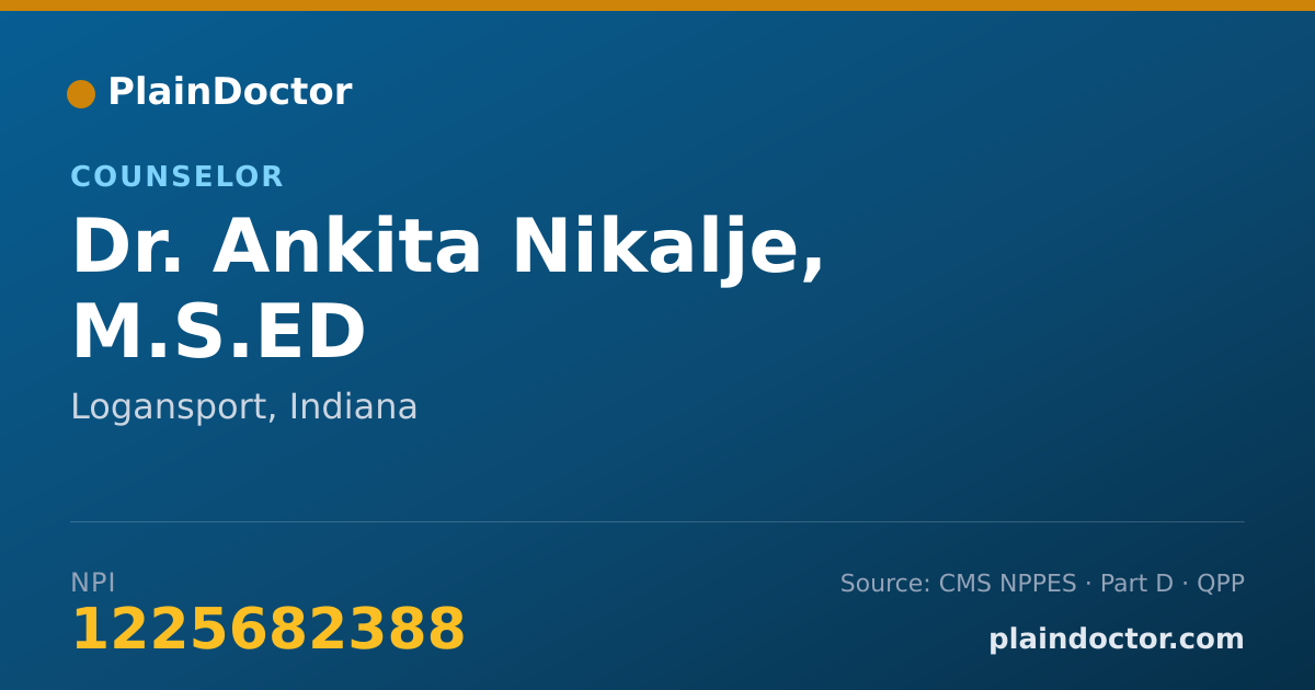 Shareable card for Ankita Nikalje, M.S.ED - Counselor, Logansport, IN
