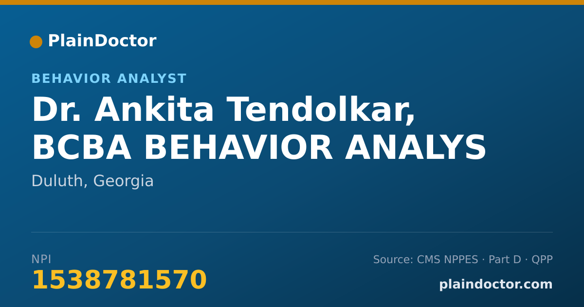 Shareable card for Ankita Tendolkar, BCBA BEHAVIOR ANALYS - Behavior Analyst, Duluth, GA