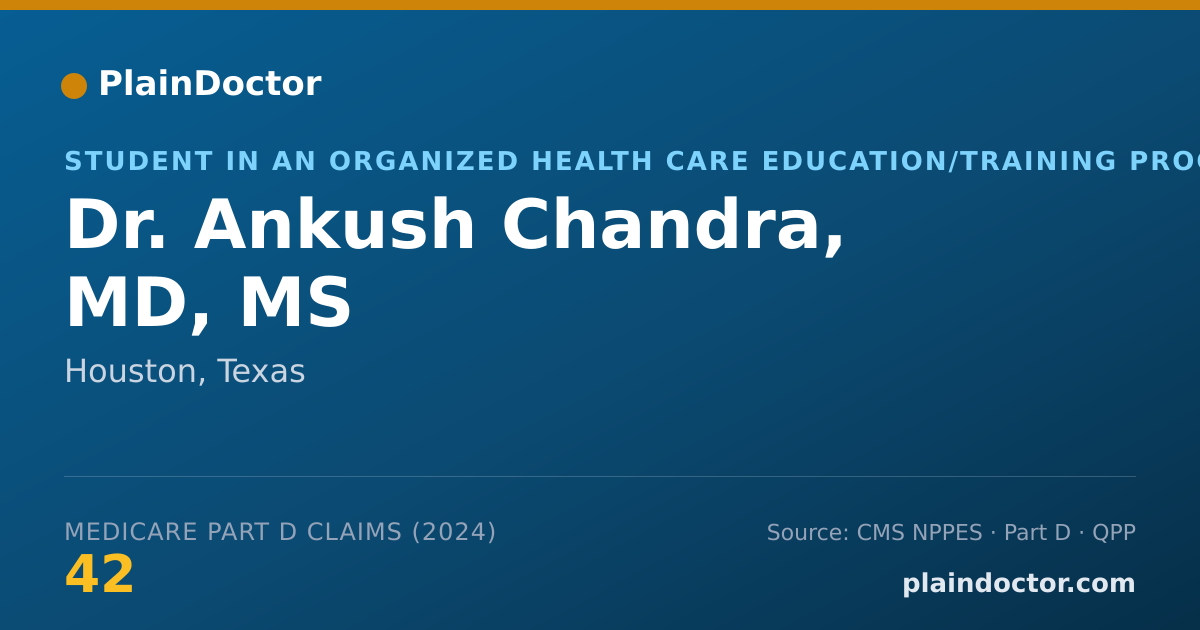 Shareable card for Ankush Chandra, MD, MS - Student in an Organized Health Care Education/Training Program, Houston, TX