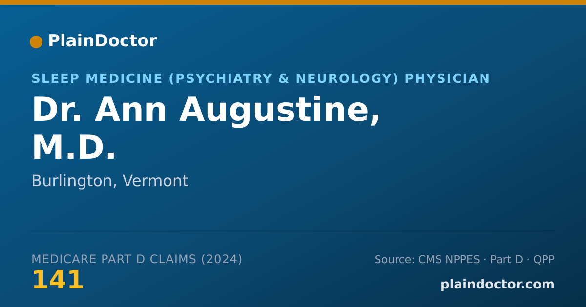Shareable card for Ann Augustine, M.D. - Sleep Medicine (Psychiatry & Neurology) Physician, Burlington, VT
