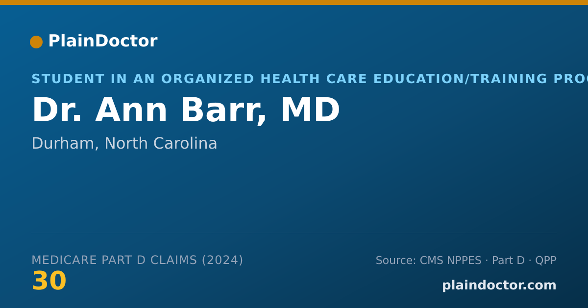 Shareable card for Ann Barr, MD - Student in an Organized Health Care Education/Training Program, Durham, NC
