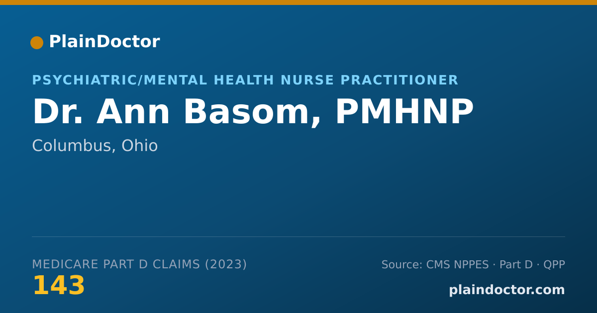 Shareable card for Ann Basom, PMHNP - Psychiatric/Mental Health Nurse Practitioner, Columbus, OH