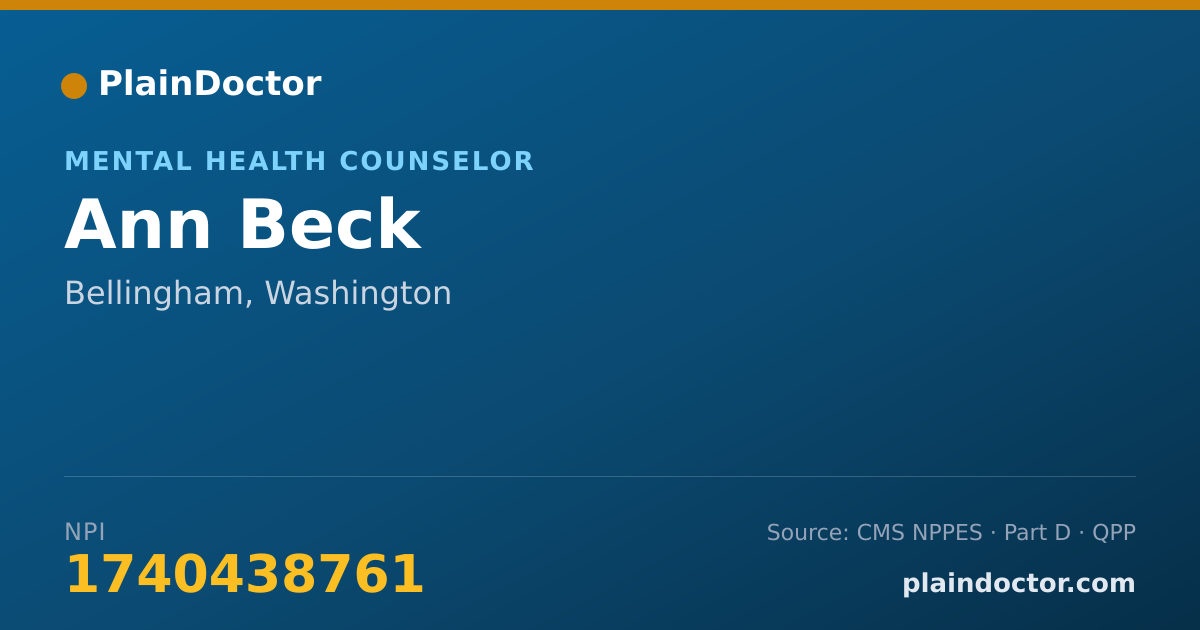 Shareable card for Ann Beck - Mental Health Counselor, Bellingham, WA