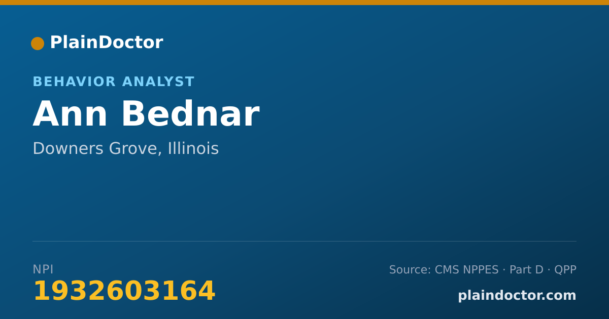Shareable card for Ann Bednar - Behavior Analyst, Downers Grove, IL