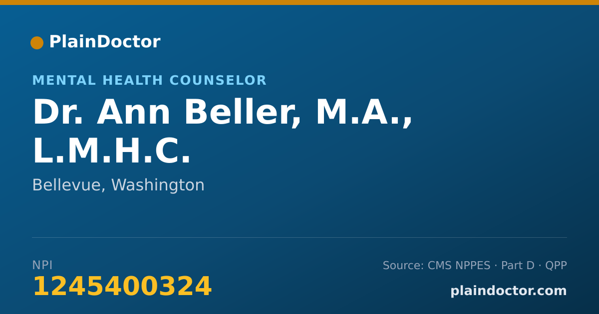 Shareable card for Ann Beller, M.A., L.M.H.C. - Mental Health Counselor, Bellevue, WA