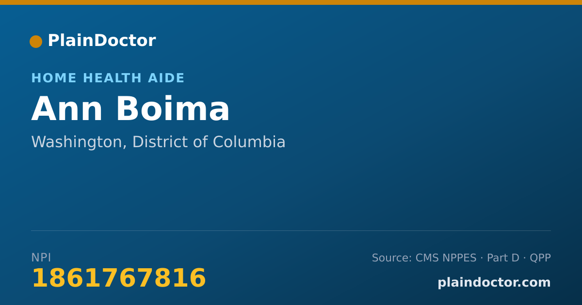 Shareable card for Ann Boima - Home Health Aide, Washington, DC