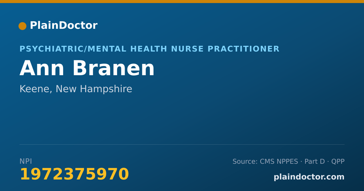 Shareable card for Ann Branen - Psychiatric/Mental Health Nurse Practitioner, Keene, NH