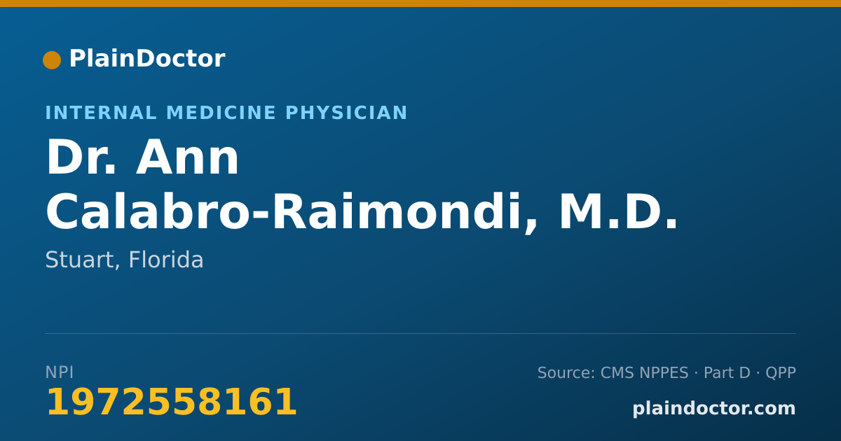 Shareable card for Ann Calabro-Raimondi, M.D. - Internal Medicine Physician, Stuart, FL