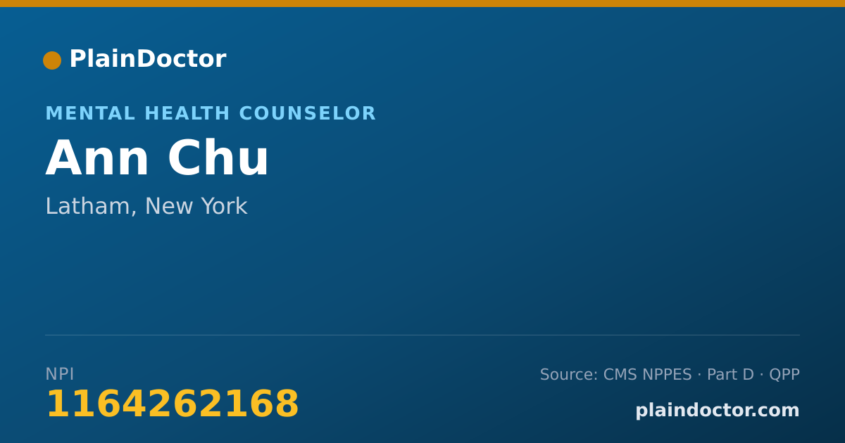 Shareable card for Ann Chu - Mental Health Counselor, Latham, NY