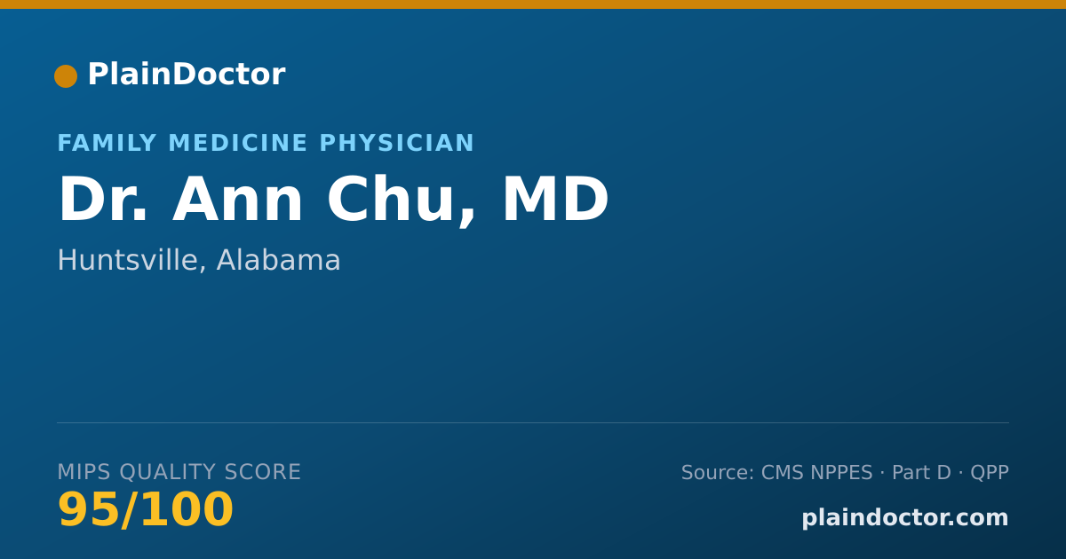 Shareable card for Ann Chu, MD - Family Medicine Physician, Huntsville, AL