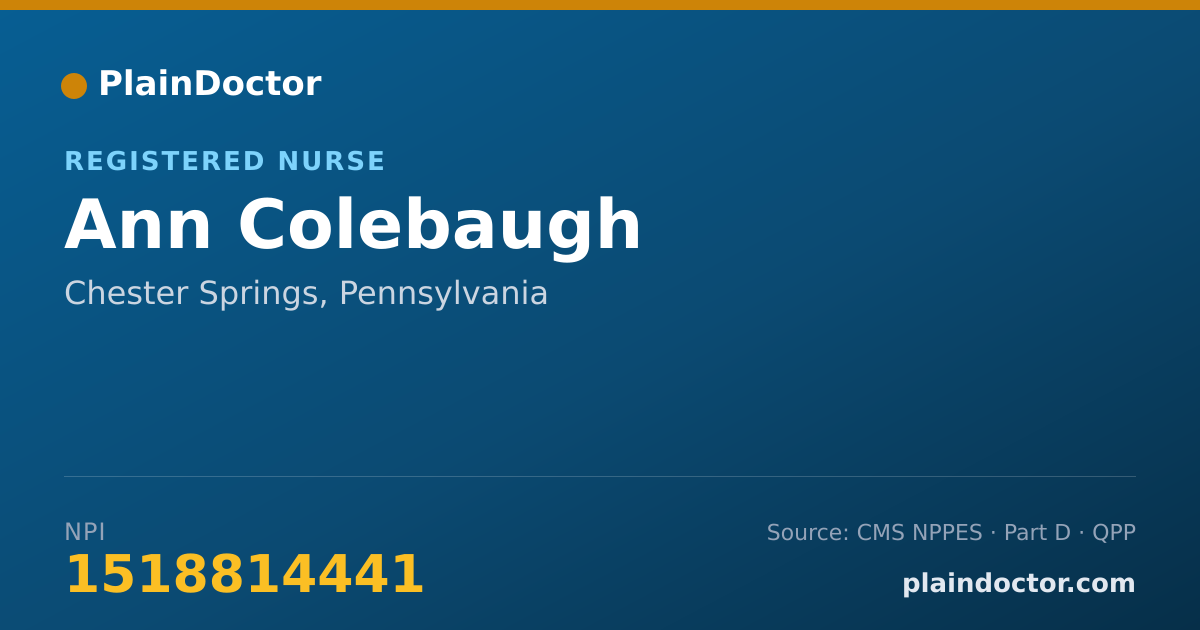 Shareable card for Ann Colebaugh - Registered Nurse, Chester Springs, PA