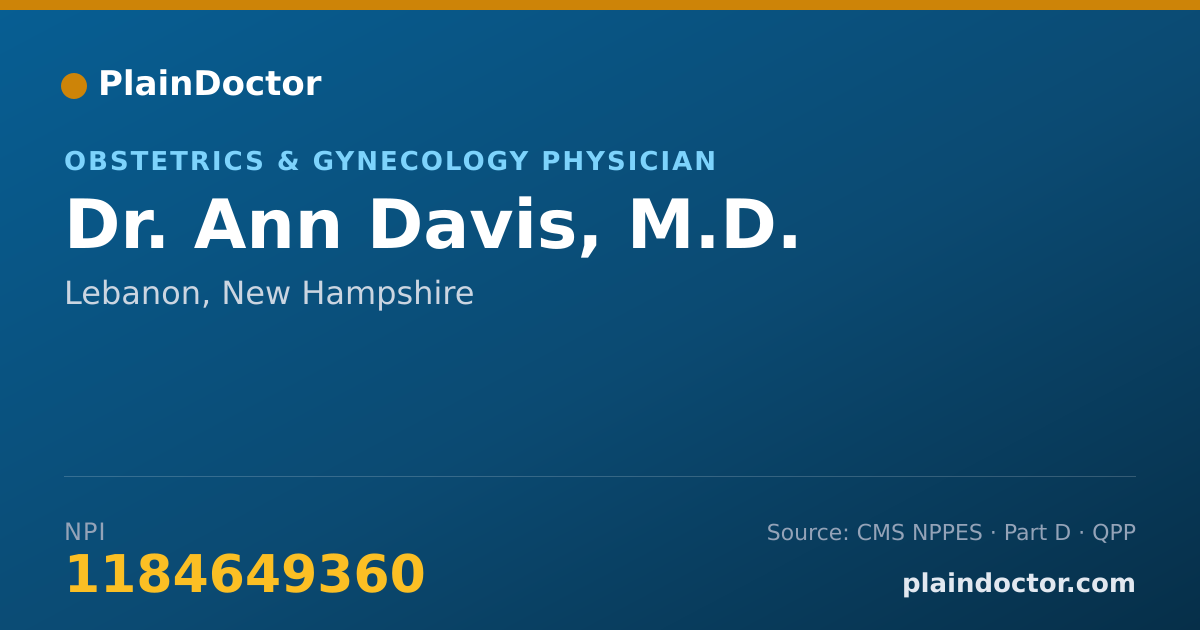 Shareable card for Ann Davis, M.D. - Obstetrics & Gynecology Physician, Lebanon, NH