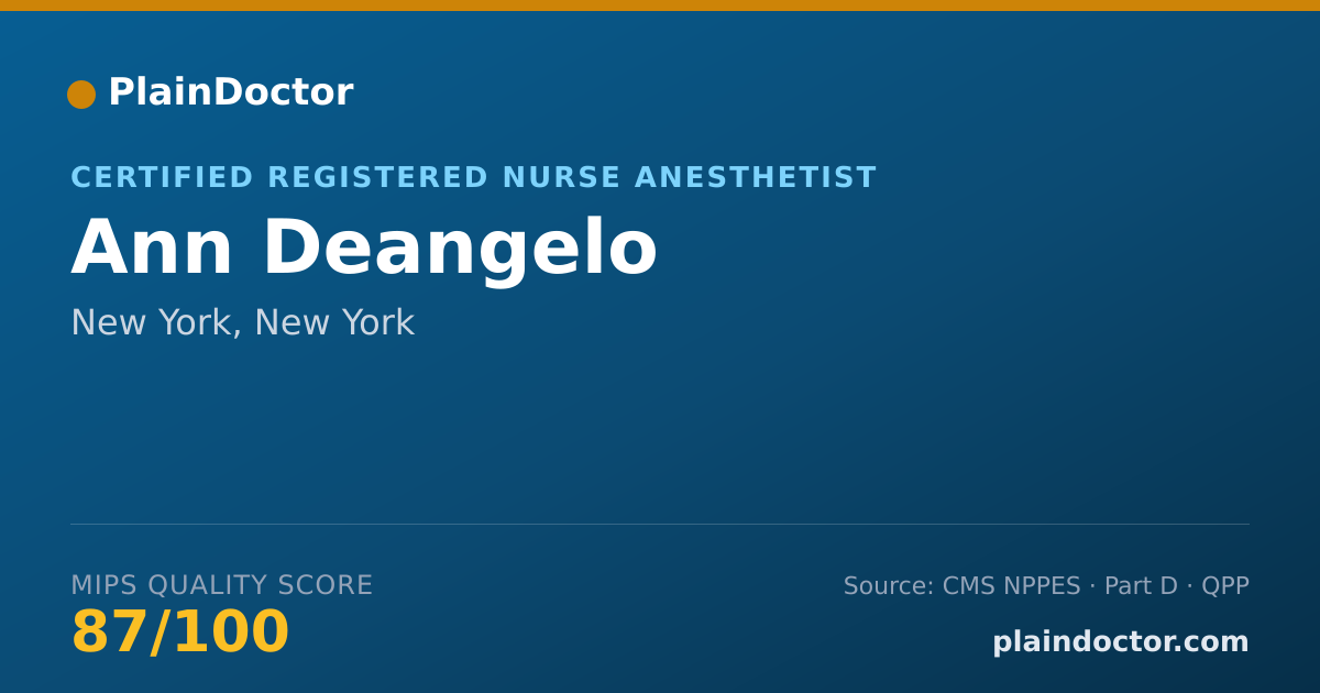 Shareable card for Ann Deangelo - Certified Registered Nurse Anesthetist, New York, NY