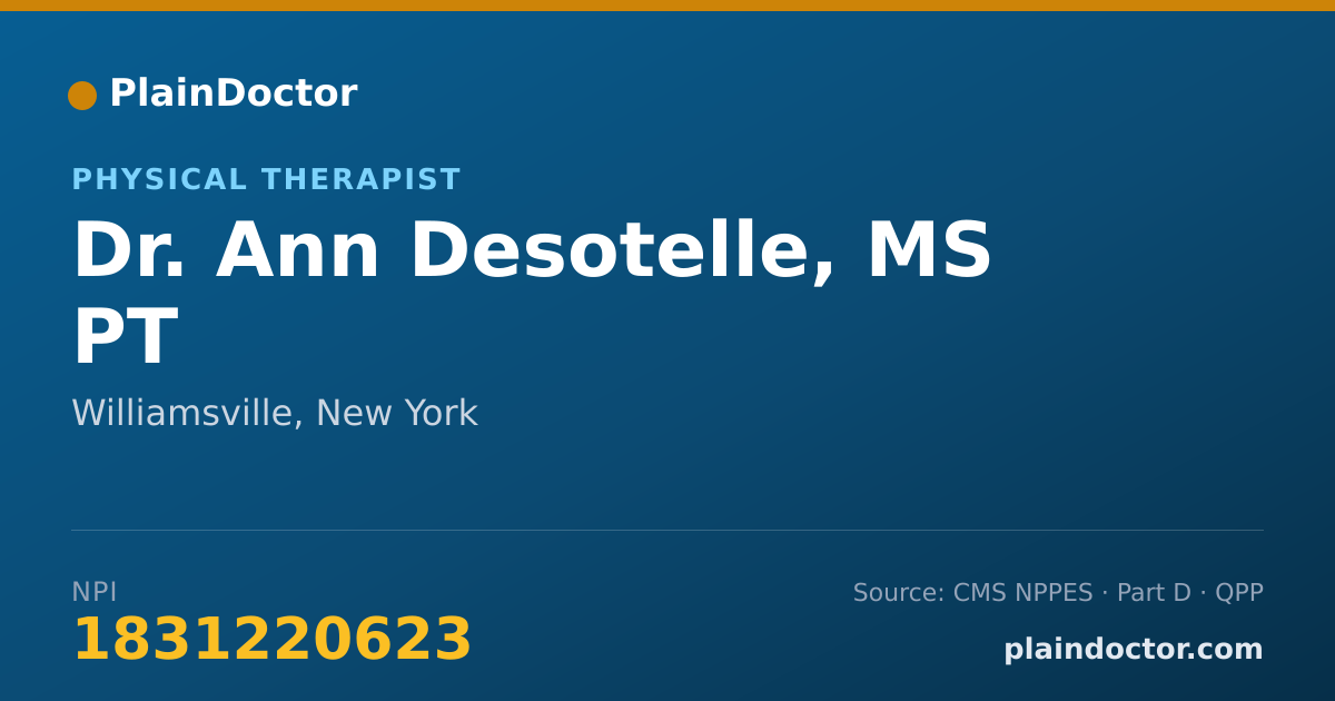 Shareable card for Ann Desotelle, MS PT - Physical Therapist, Williamsville, NY