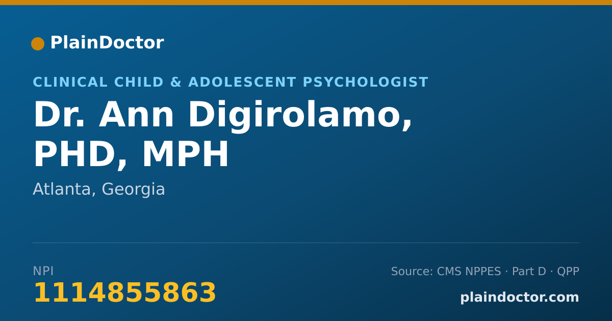 Shareable card for Ann Digirolamo, PHD, MPH - Clinical Child & Adolescent Psychologist, Atlanta, GA