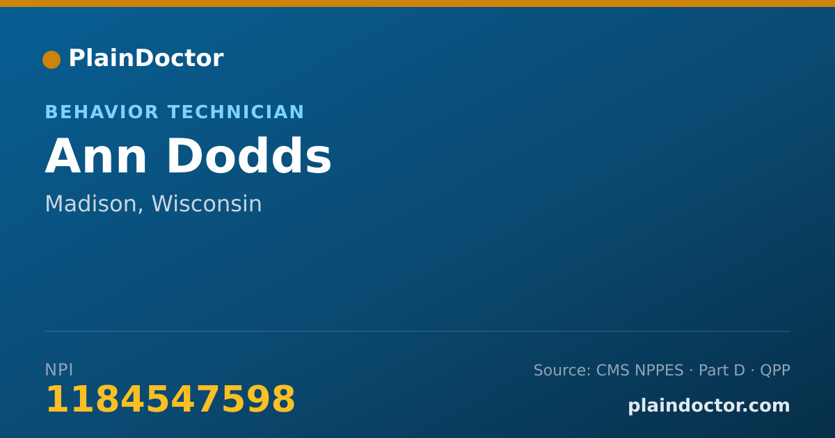 Shareable card for Ann Dodds - Behavior Technician, Madison, WI
