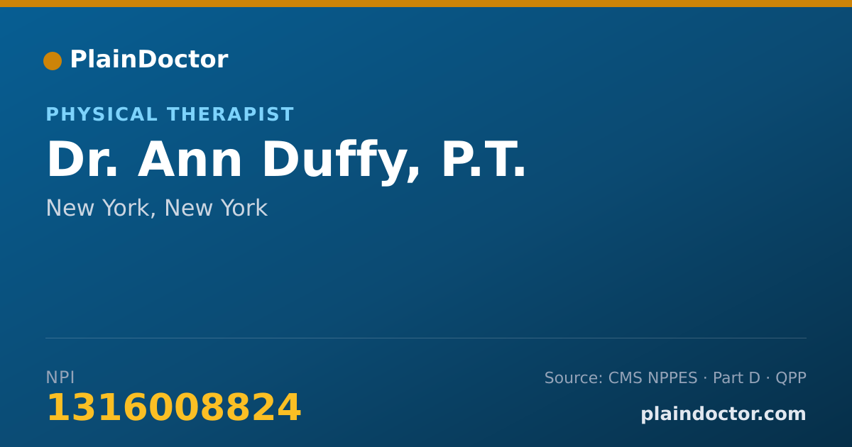 Shareable card for Ann Duffy, P.T. - Physical Therapist, New York, NY
