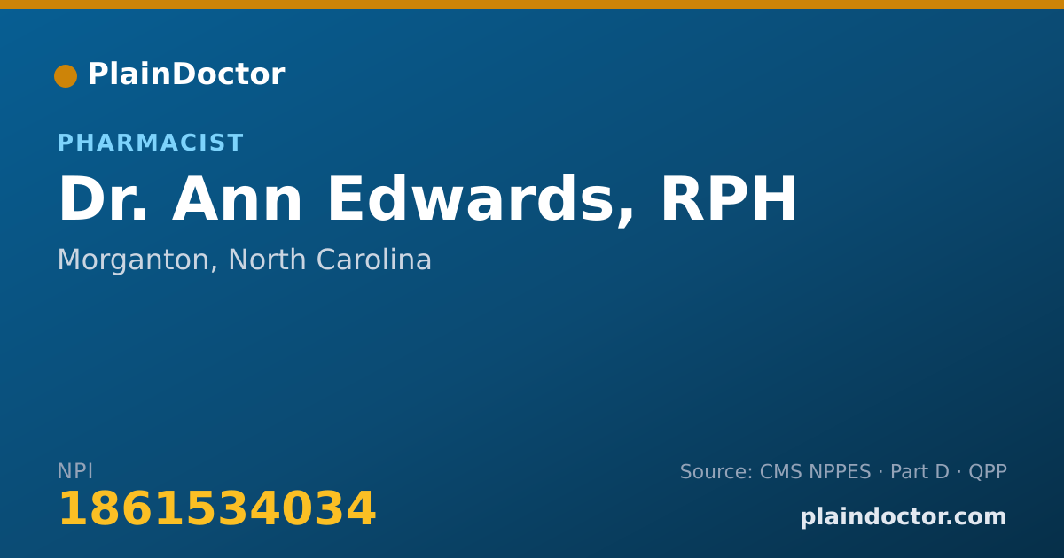 Shareable card for Ann Edwards, RPH - Pharmacist, Morganton, NC