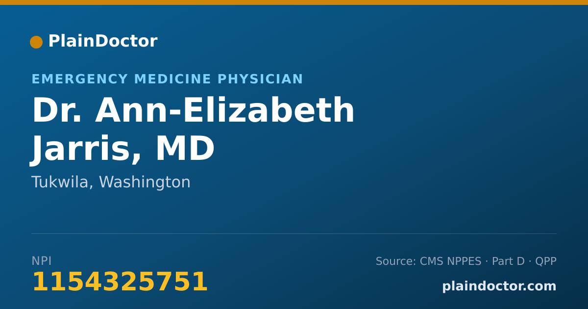 Shareable card for Ann-Elizabeth Jarris, MD - Emergency Medicine Physician, Tukwila, WA