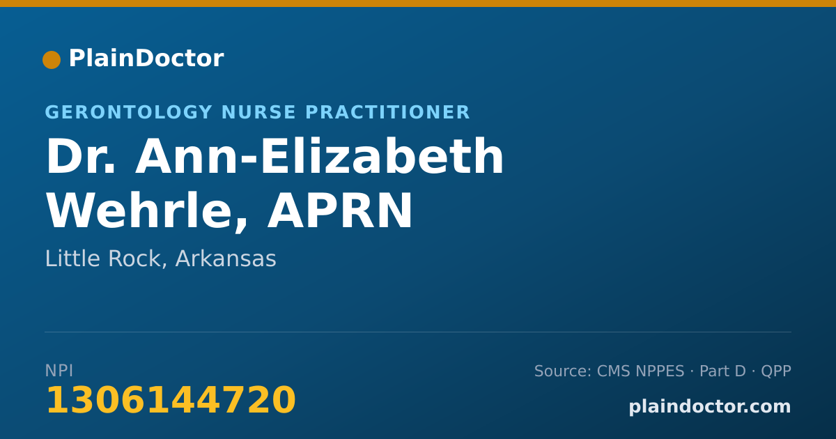 Shareable card for Ann-Elizabeth Wehrle, APRN - Gerontology Nurse Practitioner, Little Rock, AR