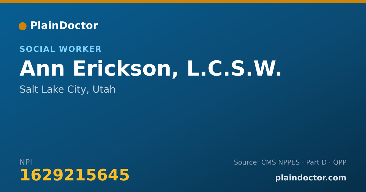 Shareable card for Ann Erickson, L.C.S.W. - Social Worker, Salt Lake City, UT