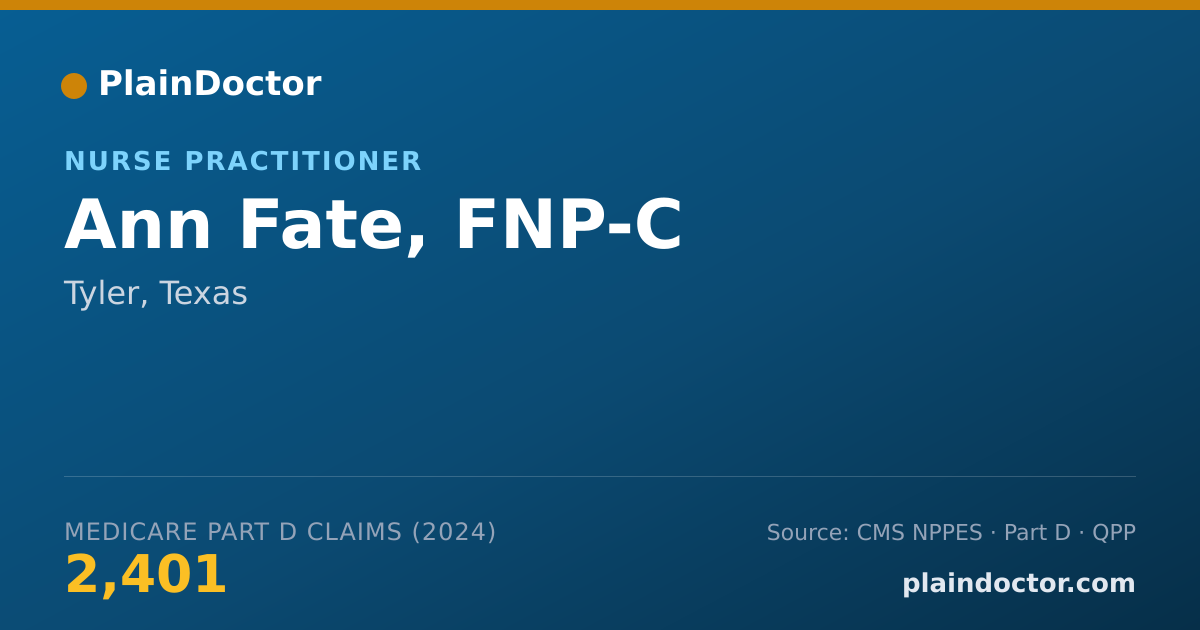 Shareable card for Ann Fate, FNP-C - Primary Care Nurse Practitioner, Tyler, TX