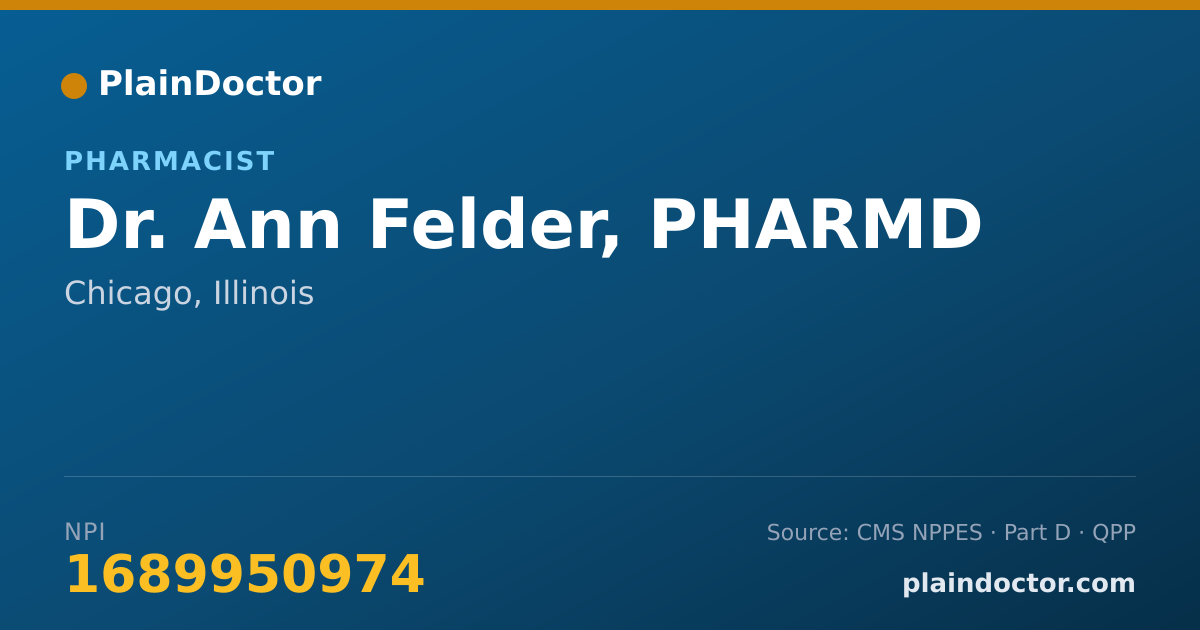 Shareable card for Ann Felder, PHARMD - Pharmacist, Chicago, IL