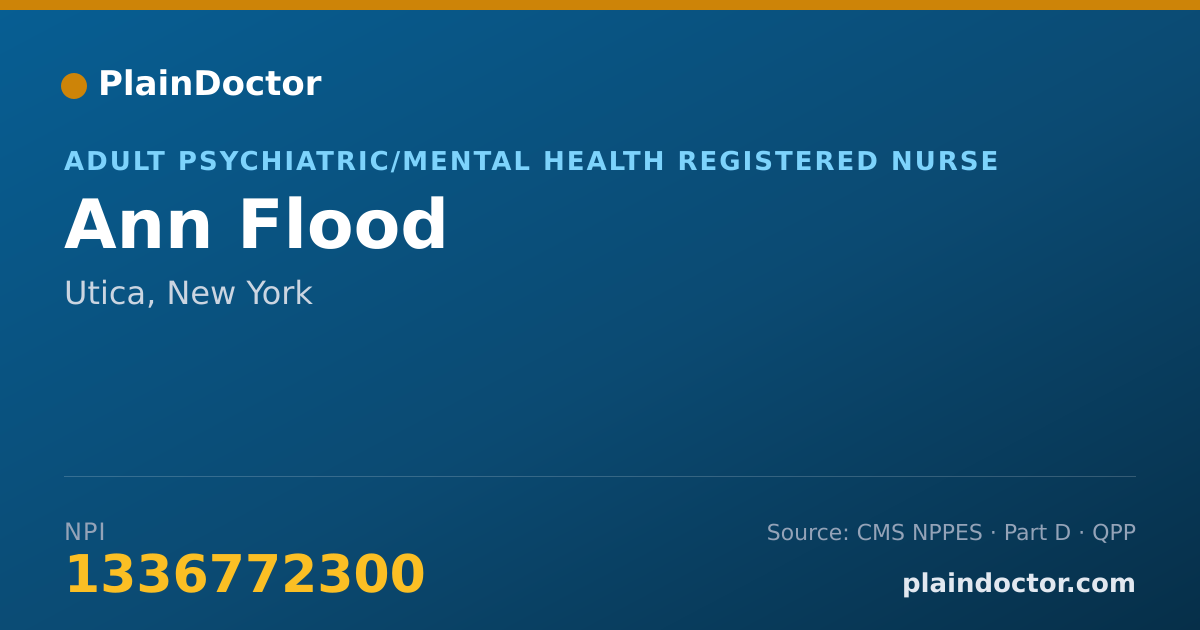 Shareable card for Ann Flood - Adult Psychiatric/Mental Health Registered Nurse, Utica, NY